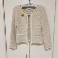 ROPÉ ノーカラージャケット ラメ混ツイード調 ニット