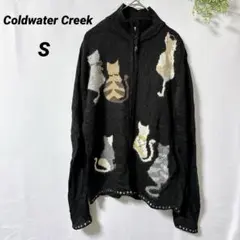Coldwater Creek 猫柄 ニット ジップビーズ装飾［背中穴あり］