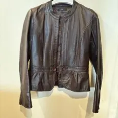 ベルメゾン　レザージャケット　羊皮　茶