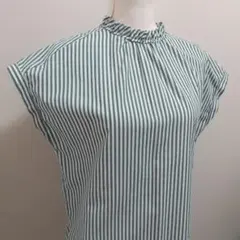 《新品》ストライプ フレンチスリーブ ブラウスのサムネイル