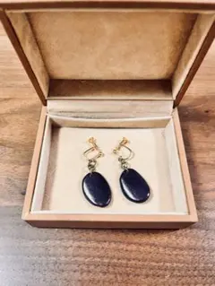 レザークラフト イヤリング ゴールド金具　パープル