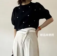 ✨新品未使用✨ハート柄ボリューム袖ニット【Black】