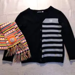 BeBeベベ　ミキハウス　カーディガンとマフラーのセット 120