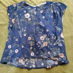 ネイビー花柄半袖シャツ