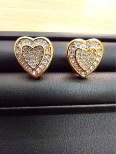 NINA RICCI ハート型クリスタル装飾イヤリング