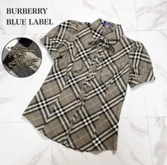 希少✨美品 バーバリーブルーレーベル ノバチェックブラウス ホース刺繍リボン