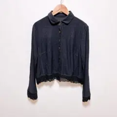 ☆ LEAF (38/M) レース フリル カーディガン ダークネイビー