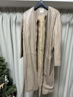 EMMETI エンメティ　ノーカラー ロングレザージャケット