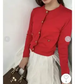 SNIDEL 金ボタン付きカーディガン　赤