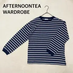 美品 アフタヌーンティー 長袖 トップス ネイビー ボーダー レディース