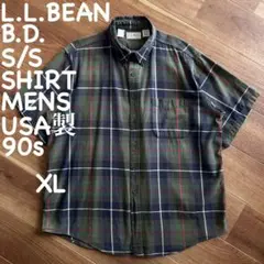 ⭐️USA製90s⭐️エルエルビーン ボタンダウンシャツ XL チェック 緑 半袖