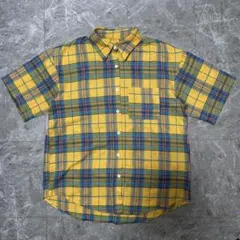 イエローチェック 半袖シャツ M g31