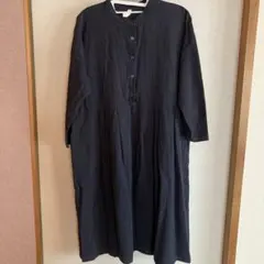 ダークグレー 長袖 シャツワンピース