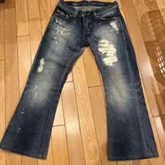 EDWIN デニム ブルー ダメージ加工