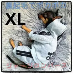 【グレー】サイズXL《 4.2-6kg》ジャージロンパースで脚もあったか■犬 服