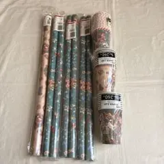 ヴィンテージクリスマス　包装紙　ペーパーカップ　セット売り　レトロアニマル