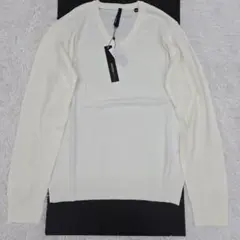 【タグ付き】ハルハム　カシミアタッチVネックセーター　薄手　M