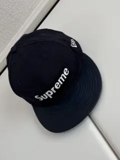 supreme  ニューエラ　レザー　キャップ　57.7㎝　ネイビー