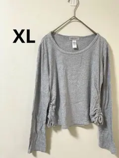 【訳あり特価】White Fawn サイドギャザー リブカットソー XL グレーのサムネイル