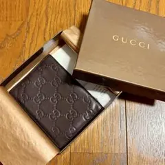GUCCI Gucci GG Pattern Embossed Card Case Pass Case Dark Brown