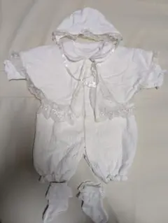 ベビードレス50~60cm、ケープ、ヘッドドレス、靴下つき