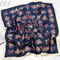 063 スカーフ バンダナ 大判 大きめ オシャレ 紺 白 黄