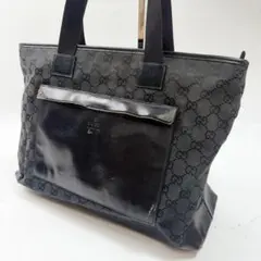 グッチ　ブラックキャンバス　トートバッグのサムネイル