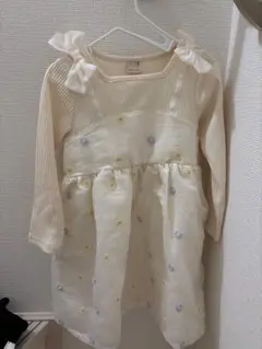 petit main 花柄刺繍 ワンピース 100