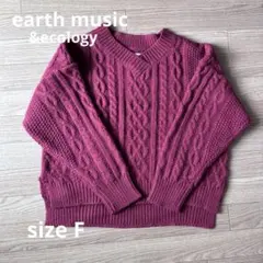 earth music&ecology ケーブルニット Vネックセーター