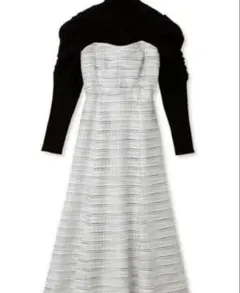 【美品】SNIDEL ツイードドッキングニットワンピース