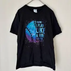 ポートアンドカンパニー プリント Tシャツ クルーネック 半袖 野球 M 黒 綿