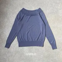 UNIQLO/ウールニット/L/くすみブルー/毛100%/ラグラン/シンプル