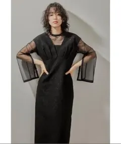 LEJA アシンメトリーレースレイヤードフロントスリットセットアップ