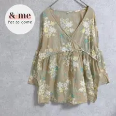 NONーNO カシュクールブラウス　シアー　総柄　花 インドコットン L フレア