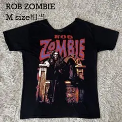 ROB ZOMBIE グラフィック Tシャツ M相当 ブラック 首元カットオフ