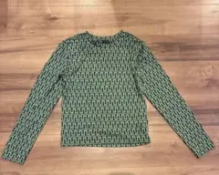 ZARA グリーン幾何学模様長袖Tシャツ L