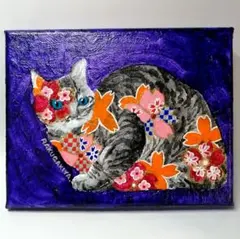 花招き猫　絵画　イラスト　ドローイング 招き猫 絵画 イラスト ドローイング - メルカリ