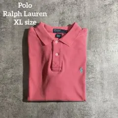Polo Ralph LaurenラルフローレンポロシャツXLピンク刺繍ロゴ半袖