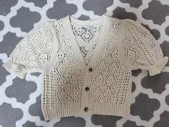 Zara アイボリー レース編み ニットカーディガン