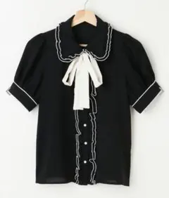 INGNI 配色フリル襟ボウタイ 半袖ブラウス