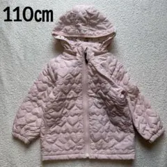 ピンク ハート 中綿ジャケット 110 フード付 女の子　上着　薄手