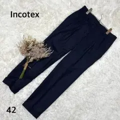 インコテックス ꕤスラックス パンツ カジュアルパンツ ネイビー 高級感 保温性