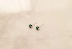 天然石 マラカイト 一粒ピアス ステンレス シンプルピアス