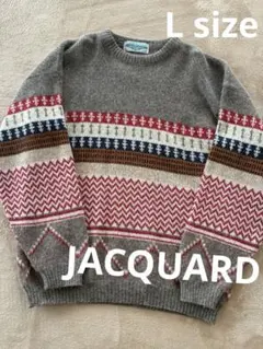 JACQUARD ニットセーター　フランス製　Lサイズ