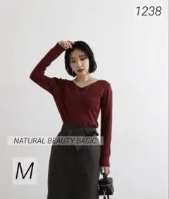 1238 美品 NBB 総針ベーシックVネック2WAYニット ラウンドネック