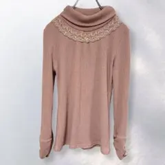 アクシーズファム リブニット タートルネック レース かわいい M《i922