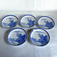 アンティーク　平皿　染付　藍色　５枚セット　100年以上前
