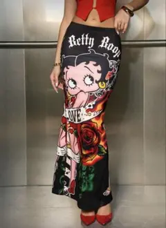 BettyBoop ベティちゃん スカート タイト ロング スリット 派手柄