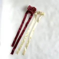 バラ リボン ヘアアクセサリー チョーカー ベルト 2点セット