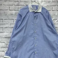ブルックスブラザーズ長袖シャツ！ストライプ　ブルーL 908